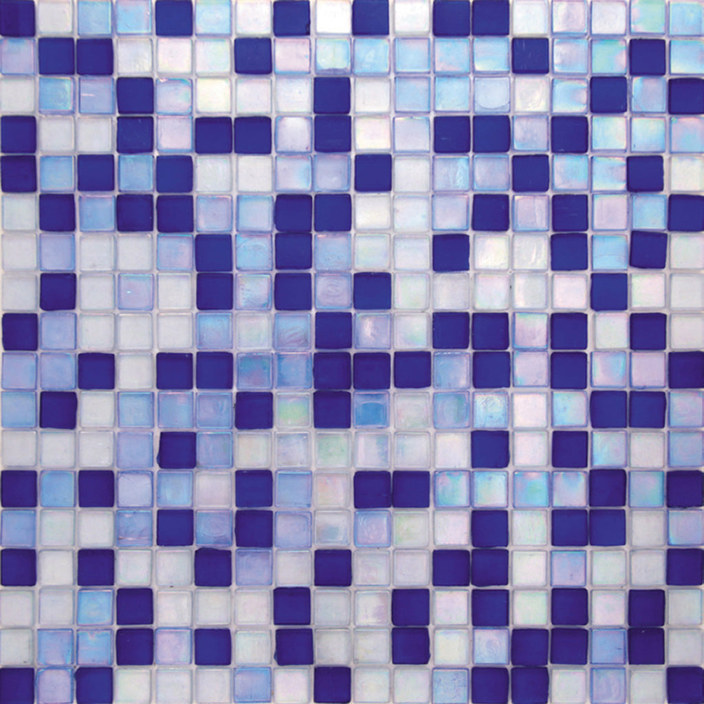 Royal Blue White 12x12 Glossy Uniform Square Glass Mosaic Tile (20 pack, 18.69 sq ft/case) - Sample