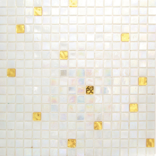 White Gold 12x12 Glossy Uniform Square Glass Mosaic Tile (20 pack, 18.69 sq ft/case) - Sample
