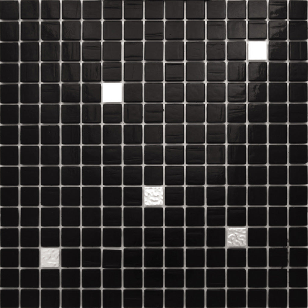 Black White 12x12 Glossy Uniform Square Glass Mosaic Tile (20 pack, 20 sq ft/case) - Sample