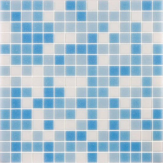 Sky Blue White 12x12 Glossy Uniform Square Glass Mosaic Tile (20 pack, 20 sq ft/case)