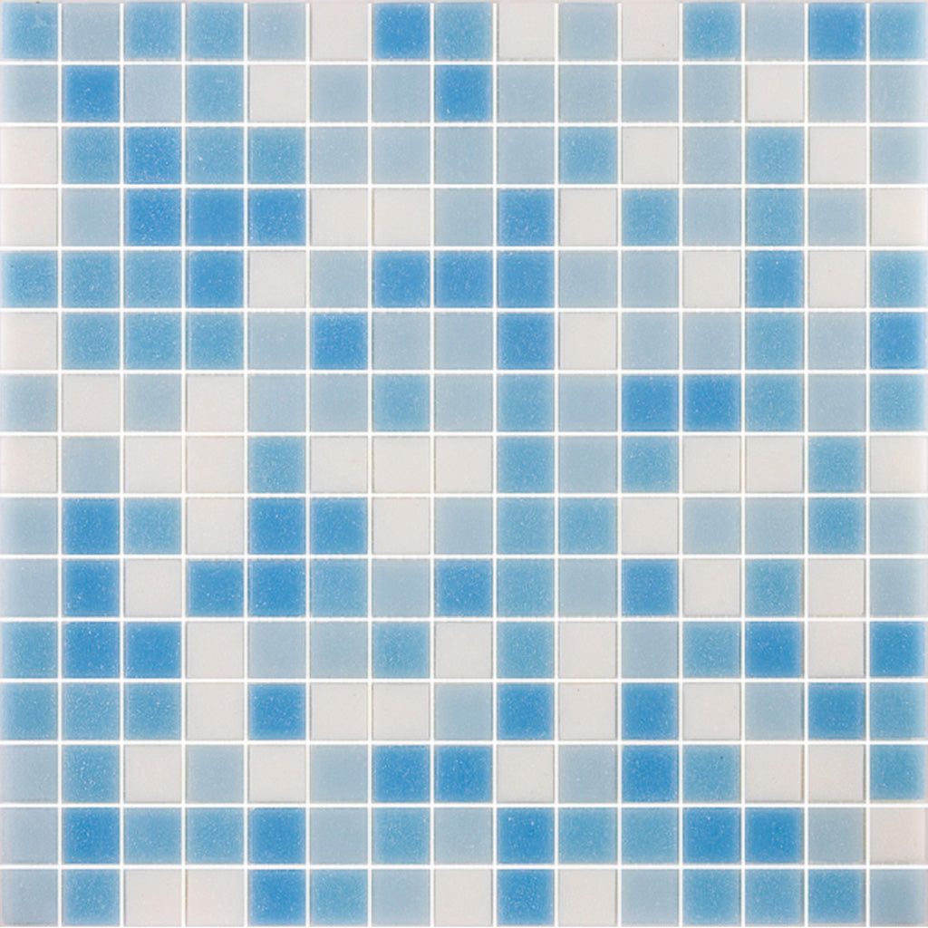 Sky Blue White 12x12 Glossy Uniform Square Glass Mosaic Tile (20 pack, 20 sq ft/case) - Sample