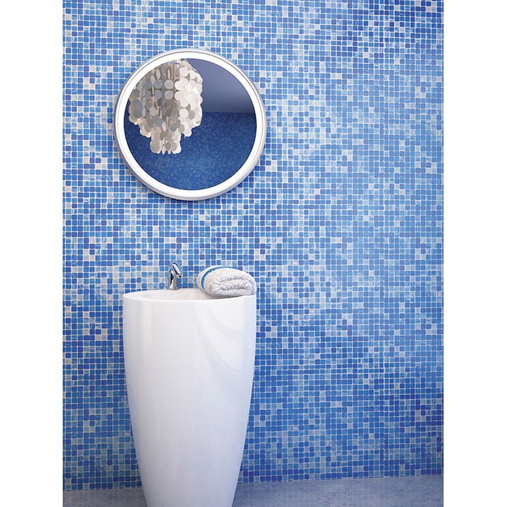 Olympic blue 12x12 Glossy Uniform Square Glass Mosaic Tile (20 pack, 20 sq ft/case)