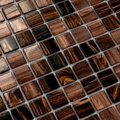 Brown Yellow 12x12 Glossy Uniform Square Glass Mosaic Tile (20 pack, 20 sq ft/case)