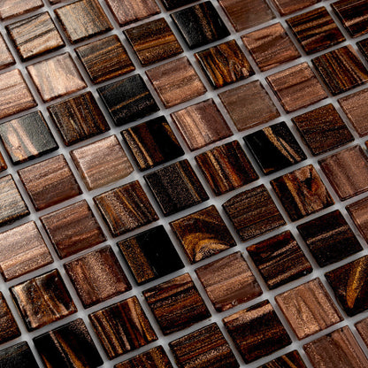 Brown Yellow 12x12 Glossy Uniform Square Glass Mosaic Tile (20 pack, 20 sq ft/case) - Sample