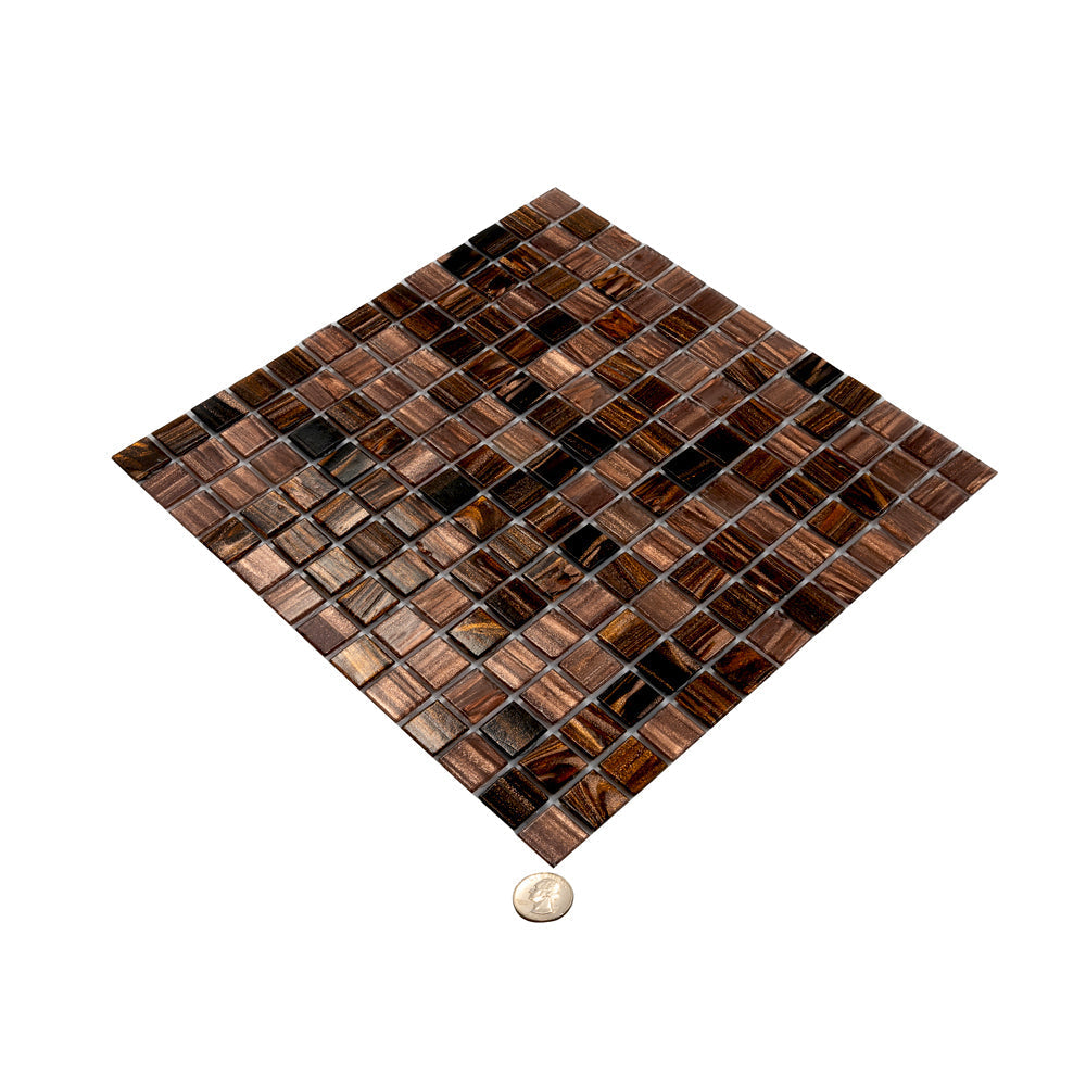 Brown Yellow 12x12 Glossy Uniform Square Glass Mosaic Tile (20 pack, 20 sq ft/case)