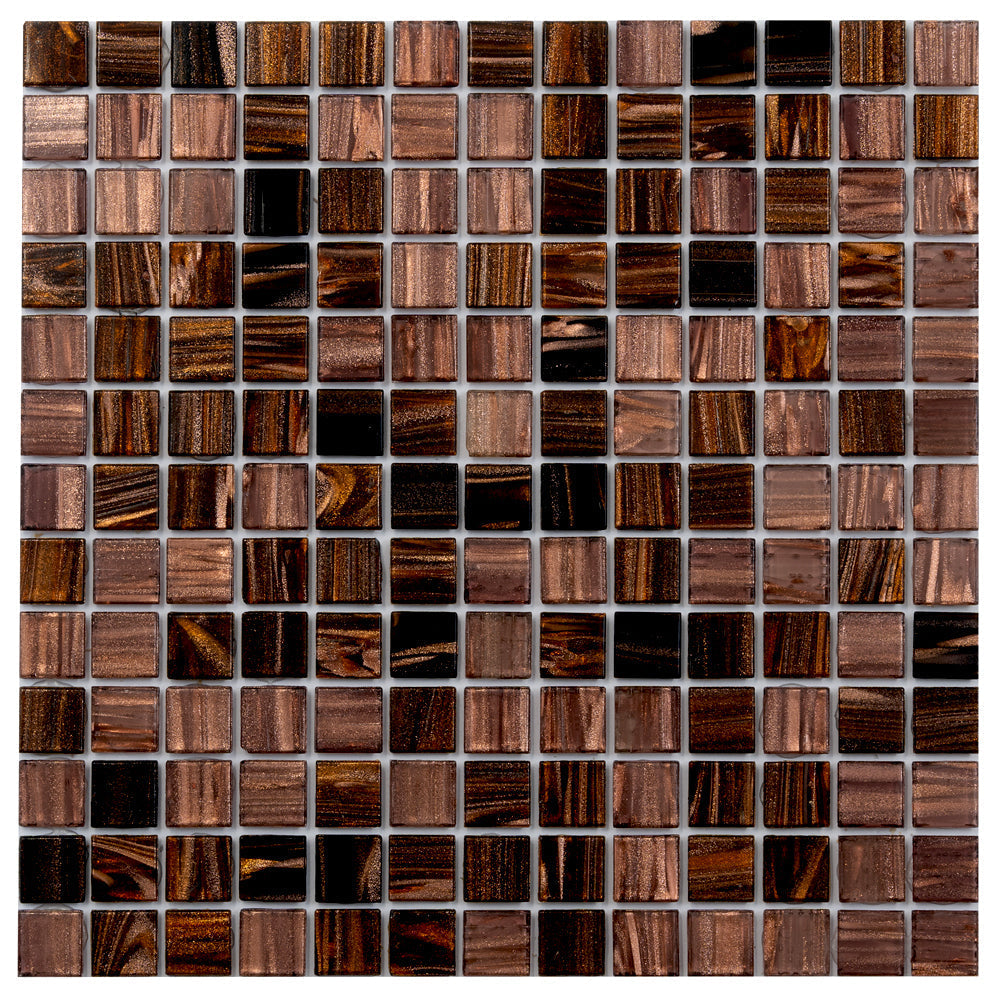 Brown Yellow 12x12 Glossy Uniform Square Glass Mosaic Tile (20 pack, 20 sq ft/case)