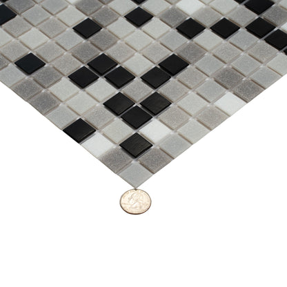 Gray Black 12x12 Glossy Uniform Square Glass Mosaic Tile (20 pack, 20 sq ft/case) - Sample