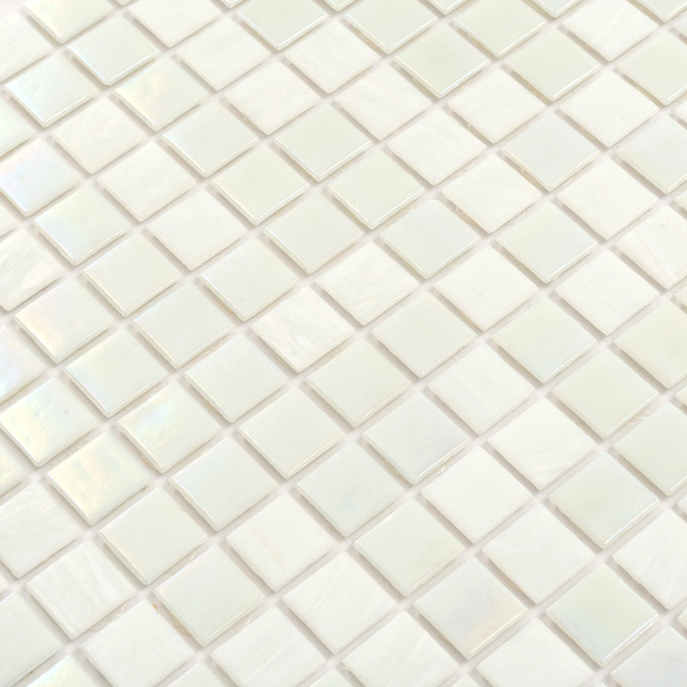 Cotton White 12x12 Glossy Square Glass Mosaic Tile (20 pack, 20 sq ft/case)