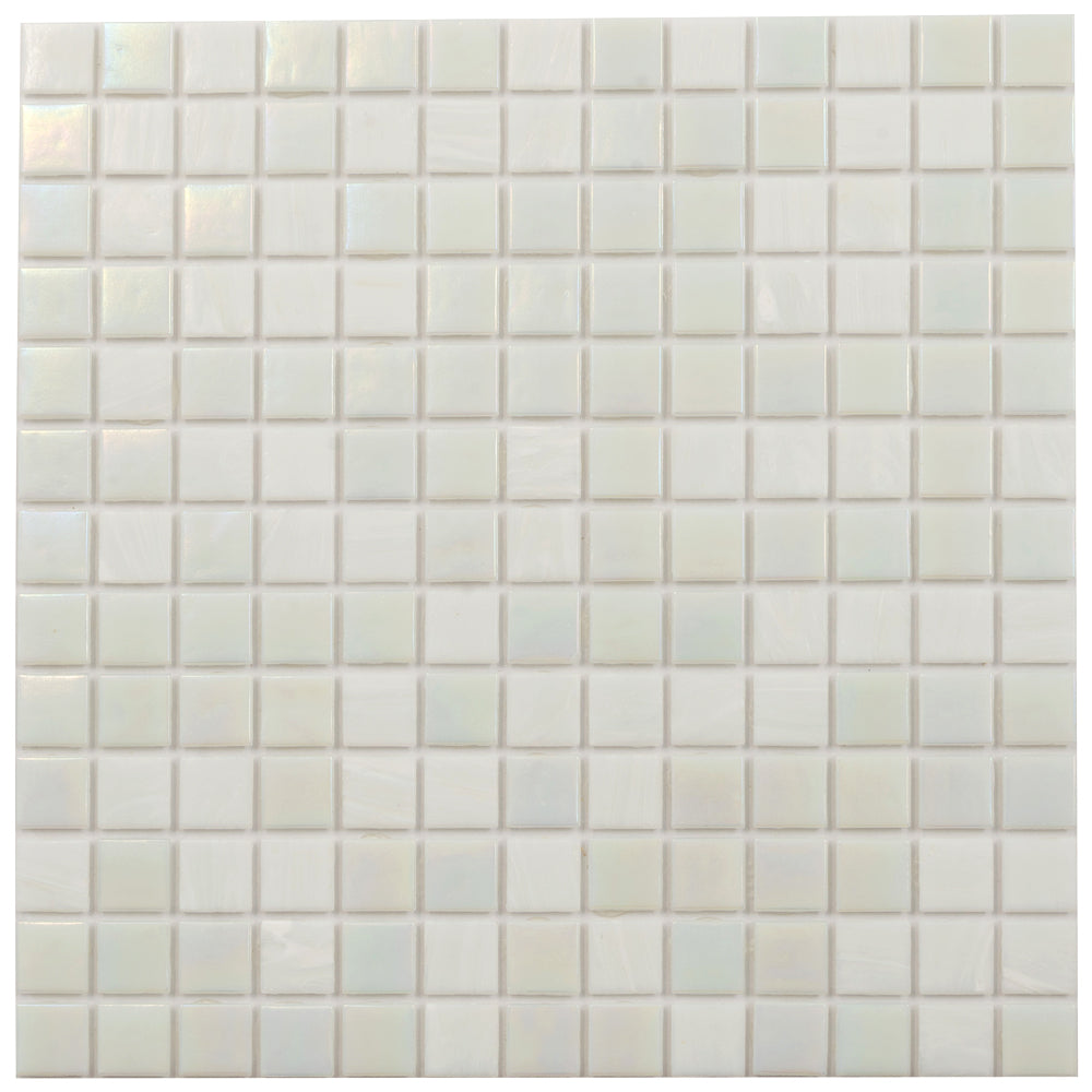 Cotton White 12x12 Glossy Square Glass Mosaic Tile (20 pack, 20 sq ft/case)