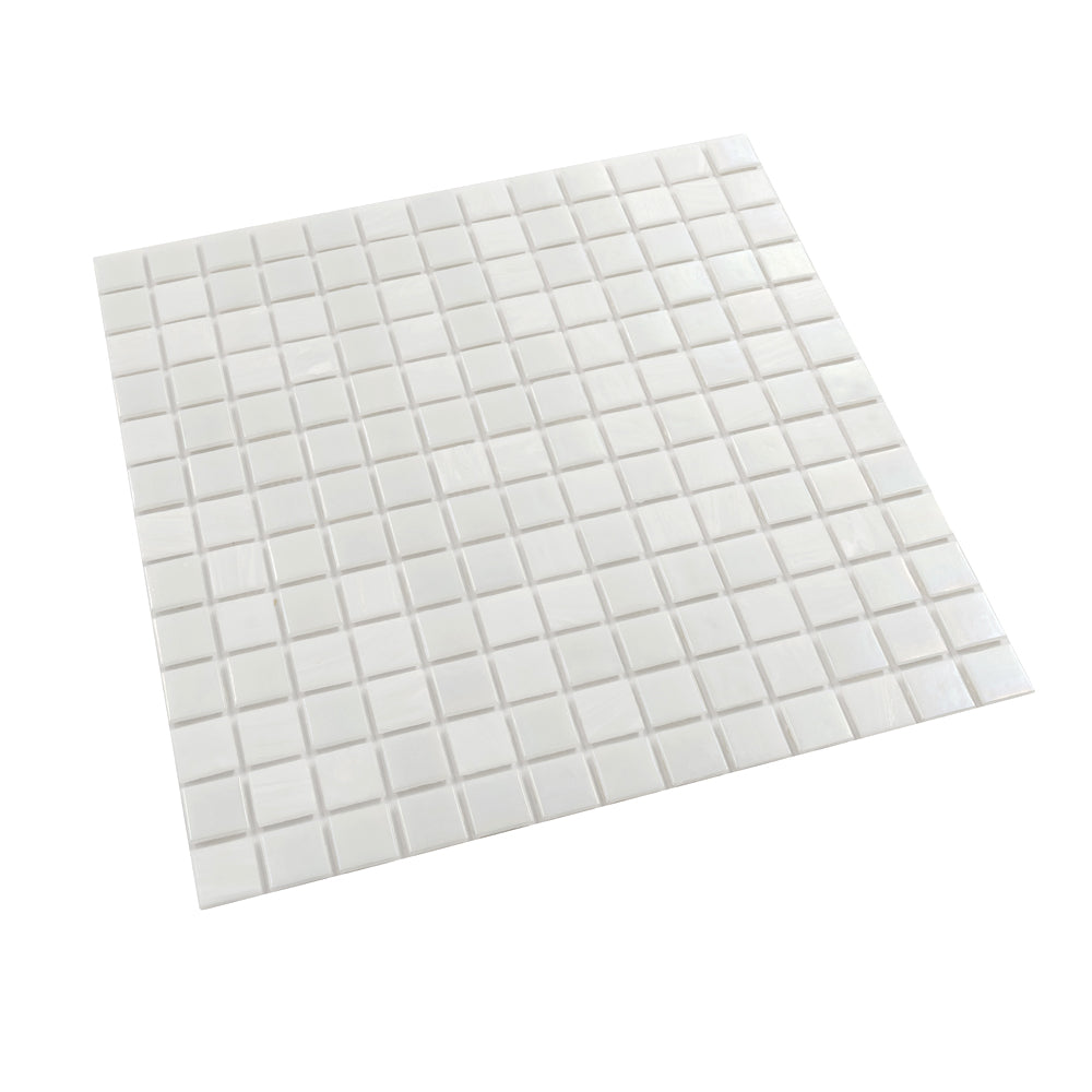 Cotton White 12x12 Glossy Square Glass Mosaic Tile (20 pack, 20 sq ft/case)