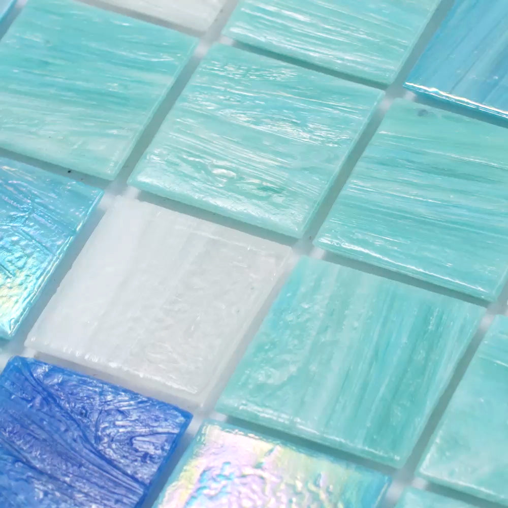 Green White 12x12 Glossy Uniform Square Glass Mosaic Tile (20 pack, 20 sq ft/case)