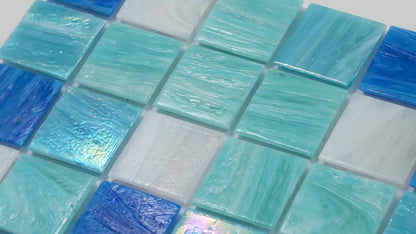 Green White 12x12 Glossy Uniform Square Glass Mosaic Tile (20 pack, 20 sq ft/case)