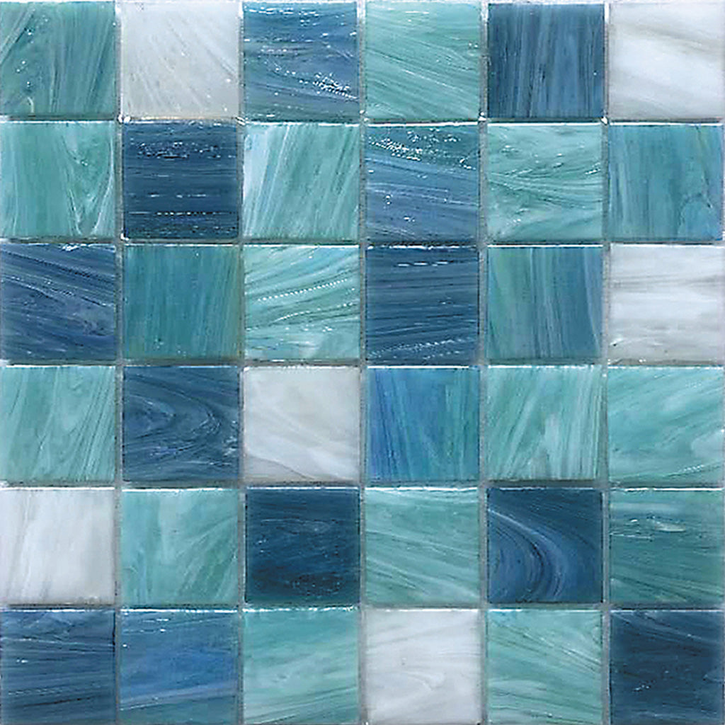 Green White 12x12 Glossy Uniform Square Glass Mosaic Tile (20 pack, 20 sq ft/case) - Sample