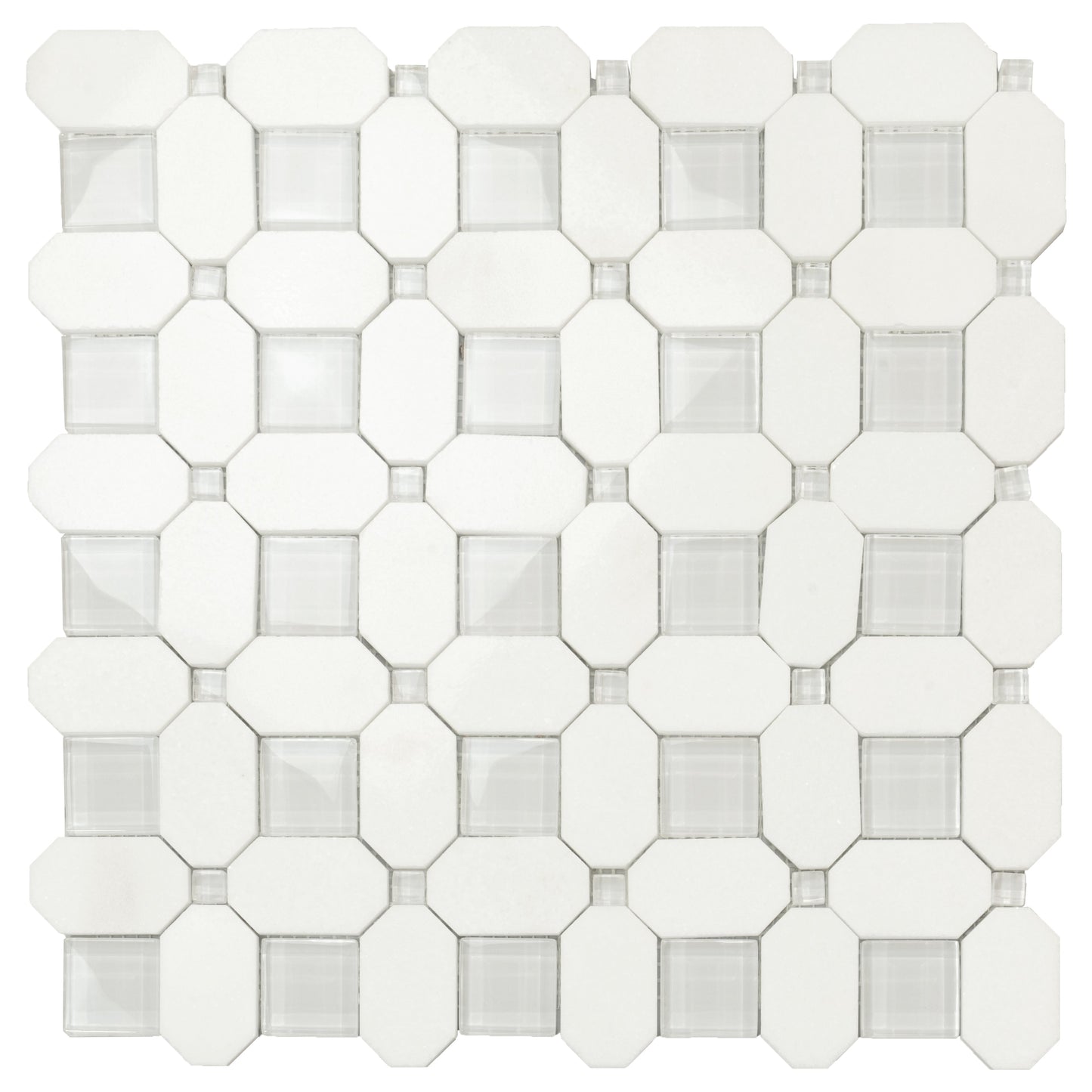 5-Pack White, Blue 12-in x 12-in Polished Glass Wall Tile - Sample