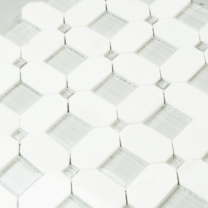 5-Pack White, Blue 12-in x 12-in Polished Glass Wall Tile - Sample