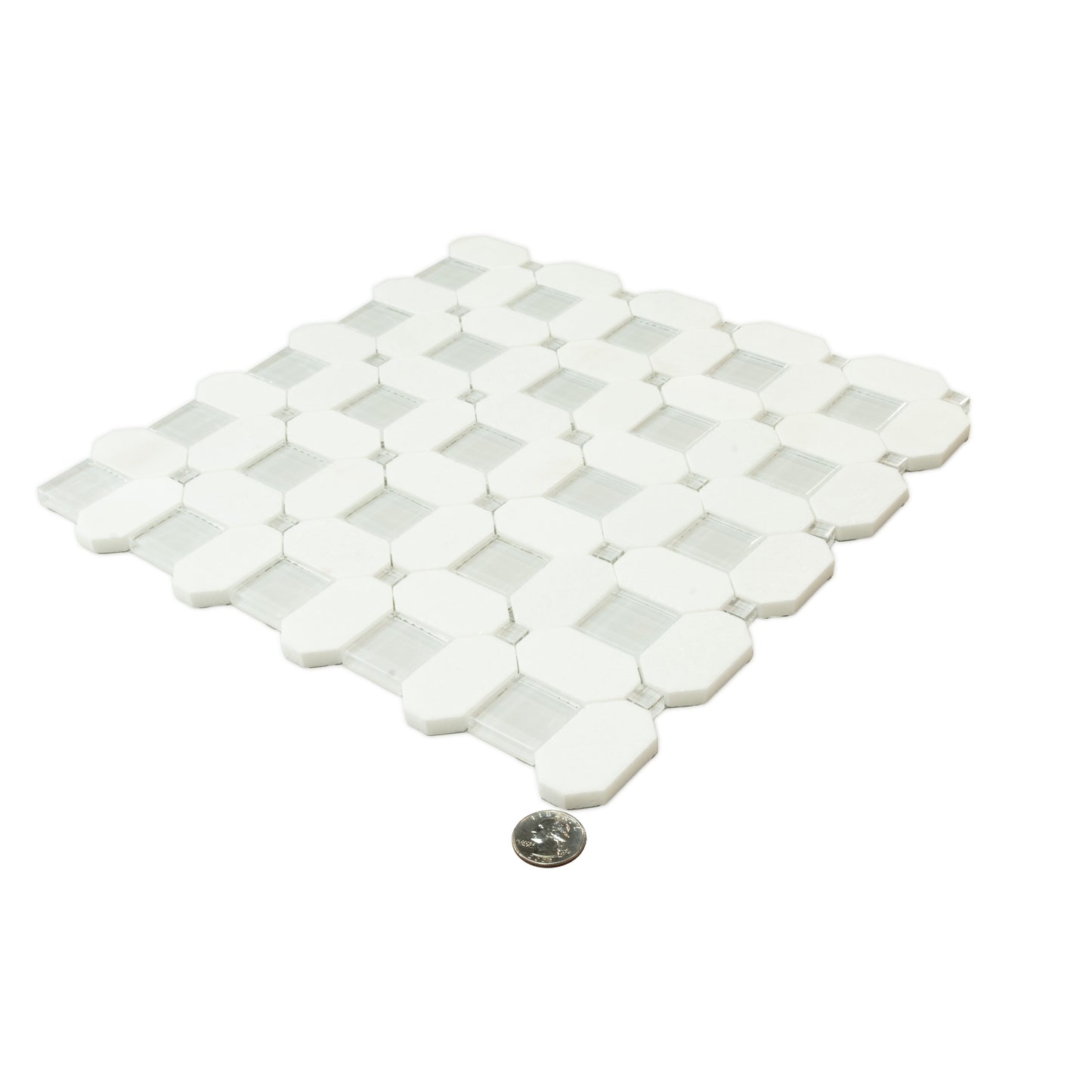 5-Pack White, Blue 12-in x 12-in Polished Glass Wall Tile