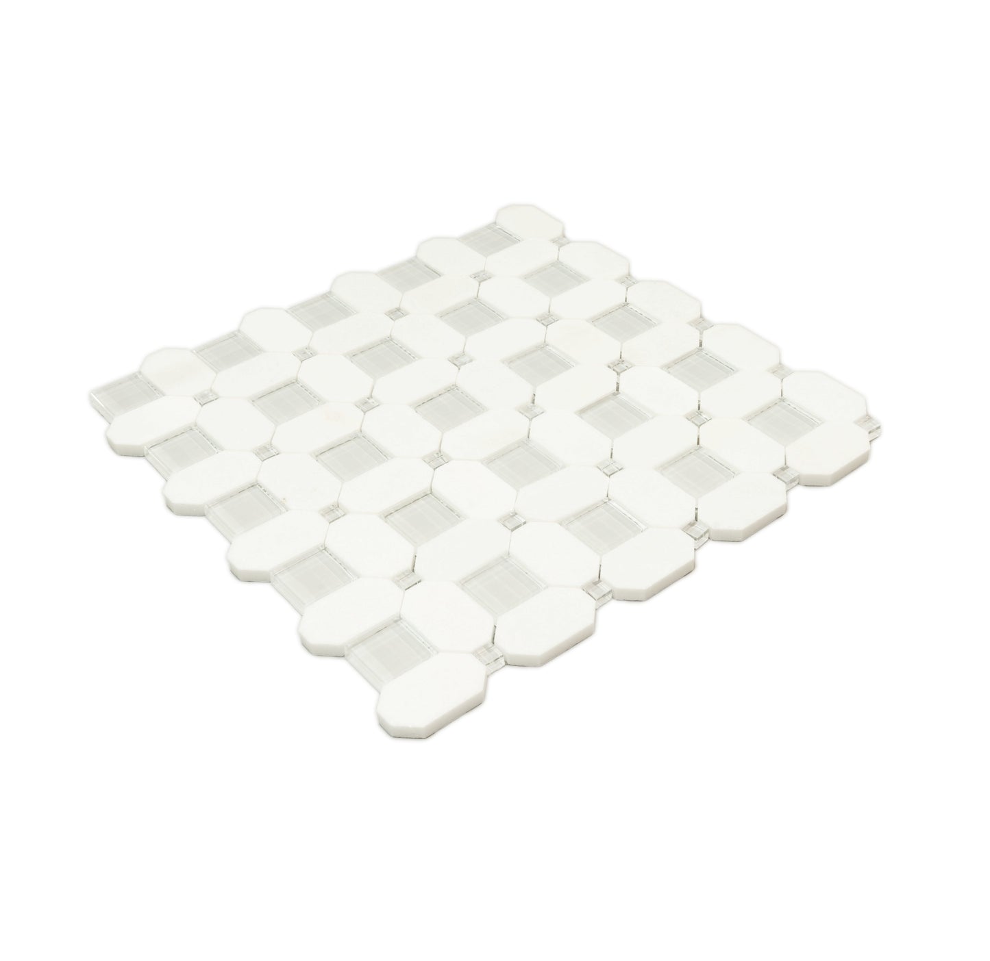 5-Pack White, Blue 12-in x 12-in Polished Glass Wall Tile
