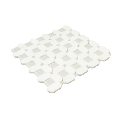 5-Pack White, Blue 12-in x 12-in Polished Glass Wall Tile