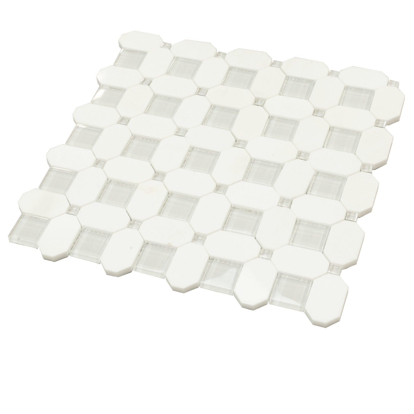 5-Pack White, Blue 12-in x 12-in Polished Glass Wall Tile - Sample