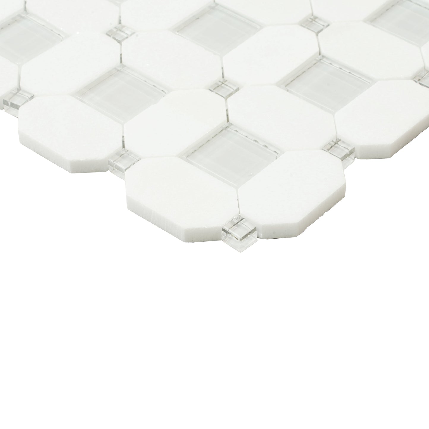 5-Pack White, Blue 12-in x 12-in Polished Glass Wall Tile - Sample