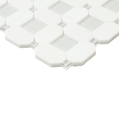 5-Pack White, Blue 12-in x 12-in Polished Glass Wall Tile - Sample