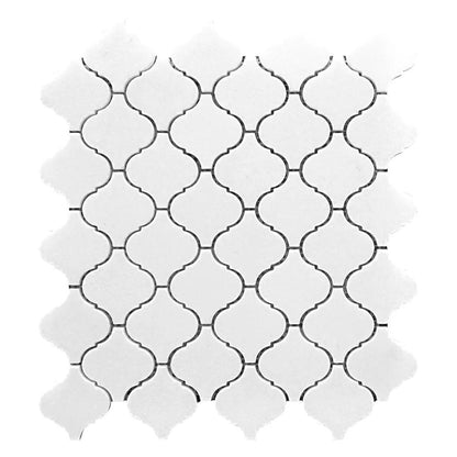 Snow White 10x11 Polished Arabesque Thassos Marble Mosaic Tile (5 pack, 3.75 sq ft/case)
