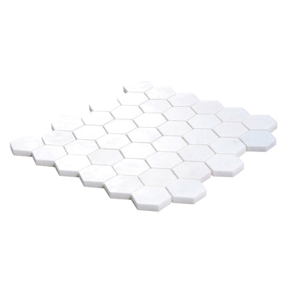Snow White 12x12 Honed Hexagon Marble Mosaic Tile (5 pack, 4.83 sq ft/case) - Sample