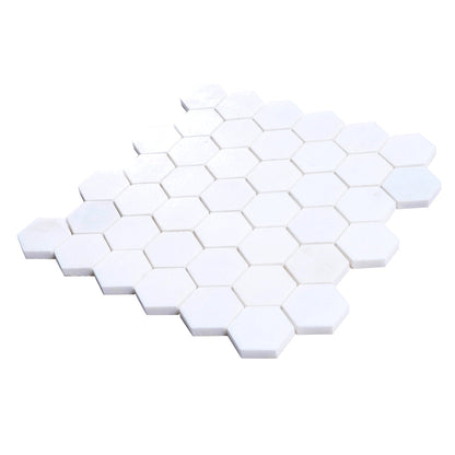 Snow White 12x12 Honed Hexagon Marble Mosaic Tile (5 pack, 4.83 sq ft/case) - Sample