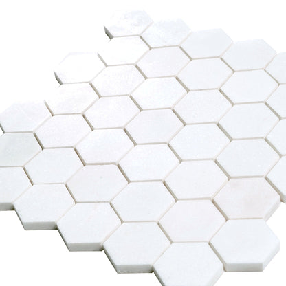 Snow White 12x12 Honed Hexagon Thassos Marble Mosaic Tile (5 pack, 4.83 sq ft/case)