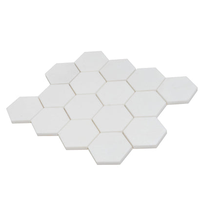 Snow White 10x12 Honed Hexagon Marble Mosaic Tile (5 pack, 4.46 sq ft/case) - Sample
