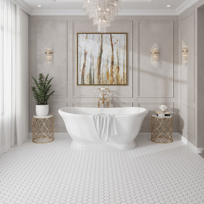 Snow White 10x12 Honed Hexagon Thassos Marble Mosaic Tile (5 pack, 4.46 sq ft/case)