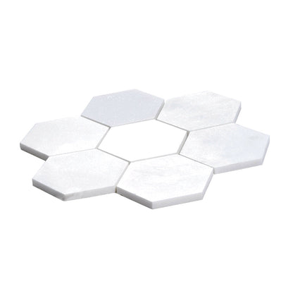 Pearl White 10x11 Honed Hexagon Marble Mosaic Tile (5 pack, 3.75 sq ft/case) - Sample