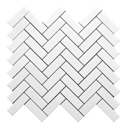 Snow White 12x13 Honed Herringbone Thassos Marble Mosaic Tile (5 pack, 5.29 sq ft/case)