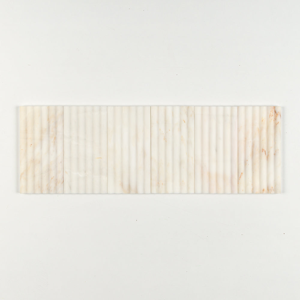 Calacatta Cremo Honed Flute Trim Marble Accent Tiles