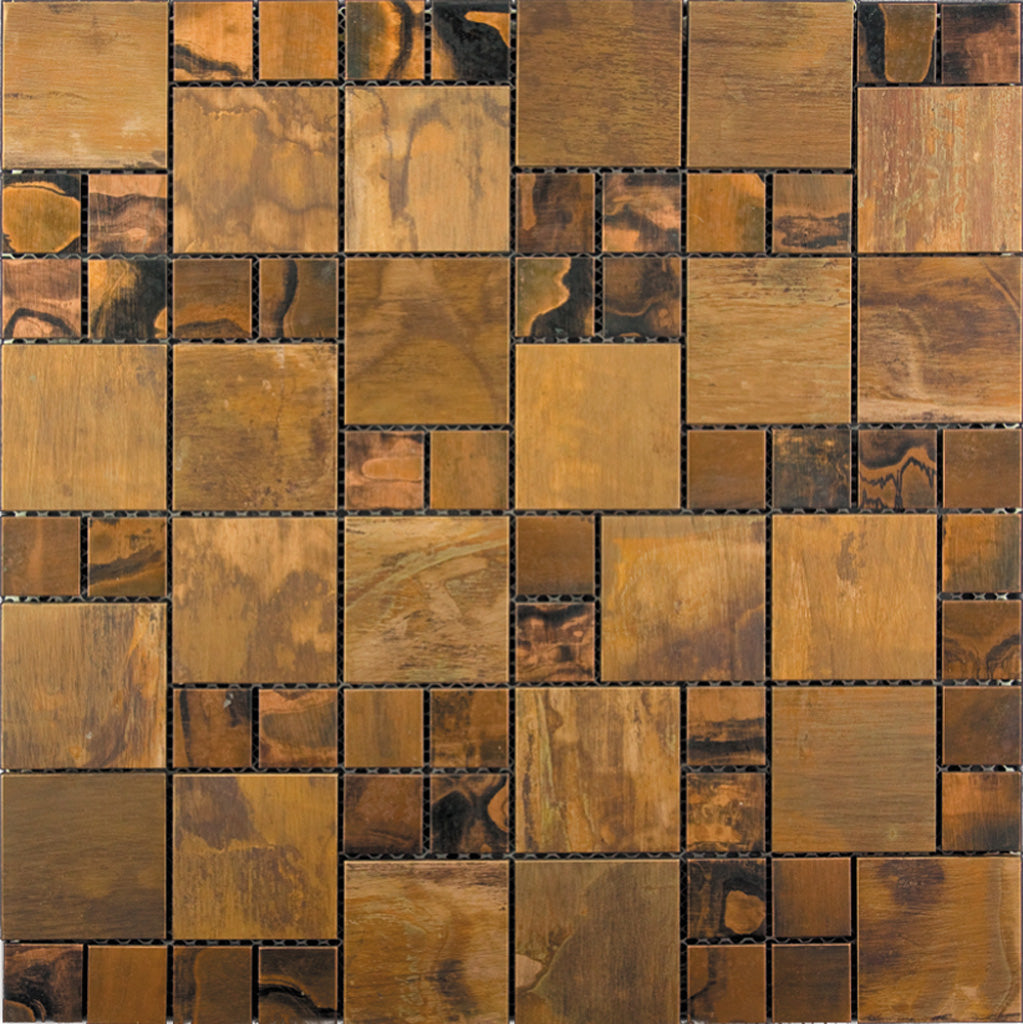 Bronze 12x12 Matte Square Metal Mosaic Tile (5 pack, 4.75 sq ft/case)