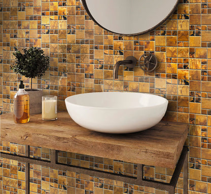Bronze 12x12 Matte Square Metal Mosaic Tile (5 pack, 4.75 sq ft/case)
