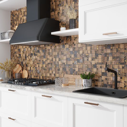 Bronze 12x12 Square Matte Metal Mosaic Tile (5 pack, 4.75 sq ft/case) - Sample