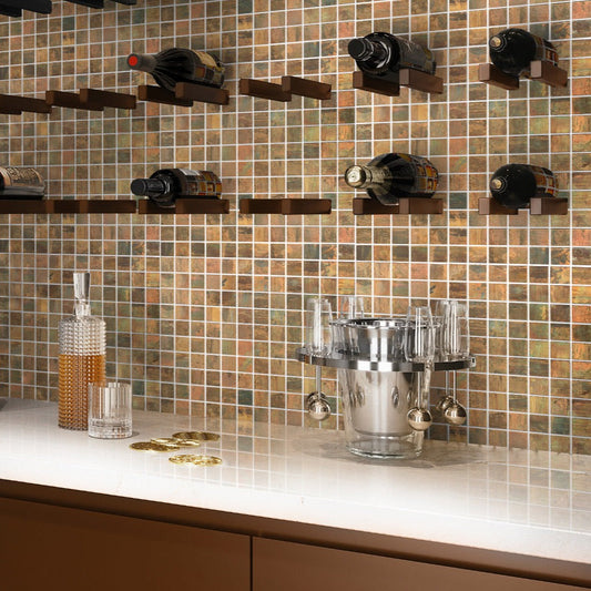 Bronze 12x12 Matte Square Metal Mosaic Tile (5 pack, 4.75 sq ft/case)