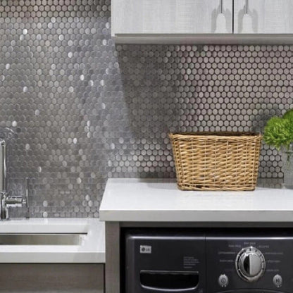 Lead Gray 12x12 Polished Penny Round Metal Mosaic Tile (5 pack, 4.75 sq ft/case)