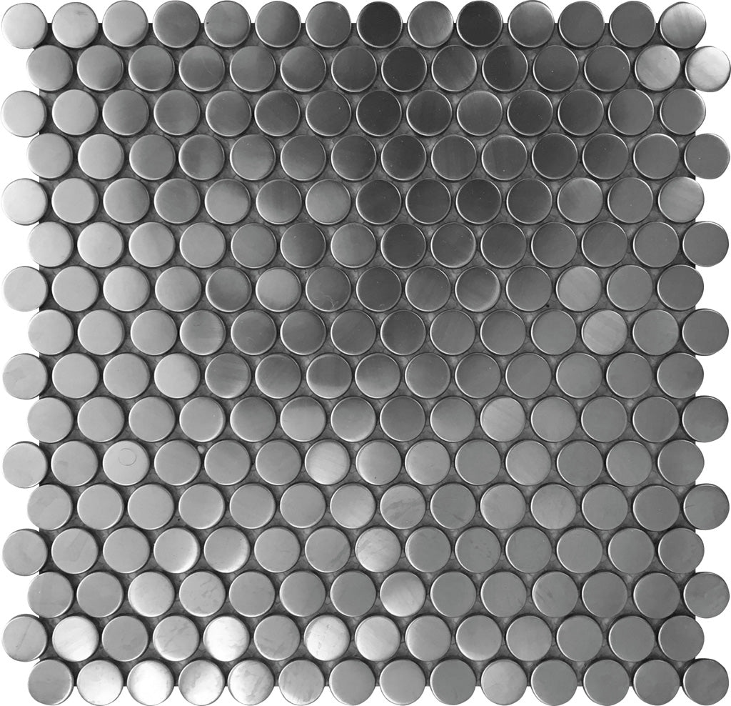 Lead Gray 12x12 Polished Penny Round Metal Mosaic Tile (5 pack, 4.75 sq ft/case)
