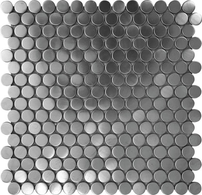 Lead Gray 12x12 Polished Penny Round Metal Mosaic Tile (5 pack, 4.75 sq ft/case)