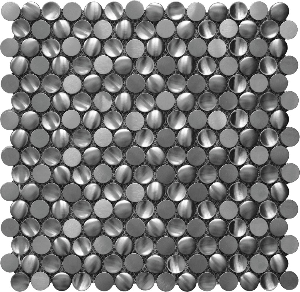 Anchor Gray 12x12 Polished Penny Round Metal Mosaic Tile (5 pack, 4.75 sq ft/case)