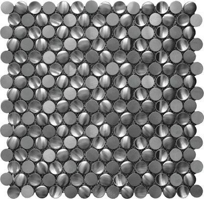 Anchor Gray 12x12 Polished Penny Round Metal Mosaic Tile (5 pack, 4.75 sq ft/case) - Sample