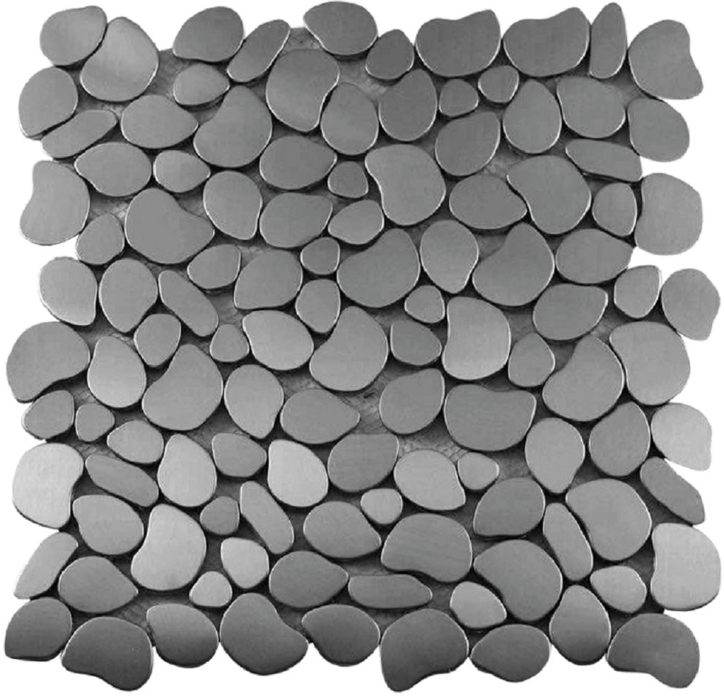 Pebble Gray 12x12 Polished Multi-shaped Metal Mosaic Tile (5 pack, 5.17 sq ft/case)