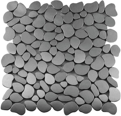 Pebble Gray 12x12 Polished Multi-shaped Metal Mosaic Tile (5 pack, 5.17 sq ft/case) - Sample