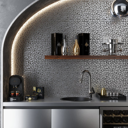 Pebble Gray 12x12 Polished Multi-shaped Metal Mosaic Tile (5 pack, 5.17 sq ft/case)
