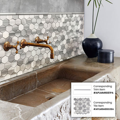Gray 0.5x12 Polished Equator Pencil Marble Tile Trim (10 pack, 0.5 sq ft/case)
