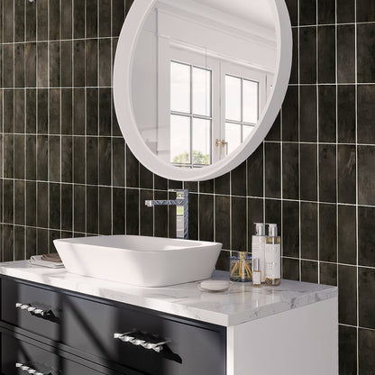 Black 2.5x8 Glossy Ceramic Subway Tile (38 pack, 5.38 sq ft/case)