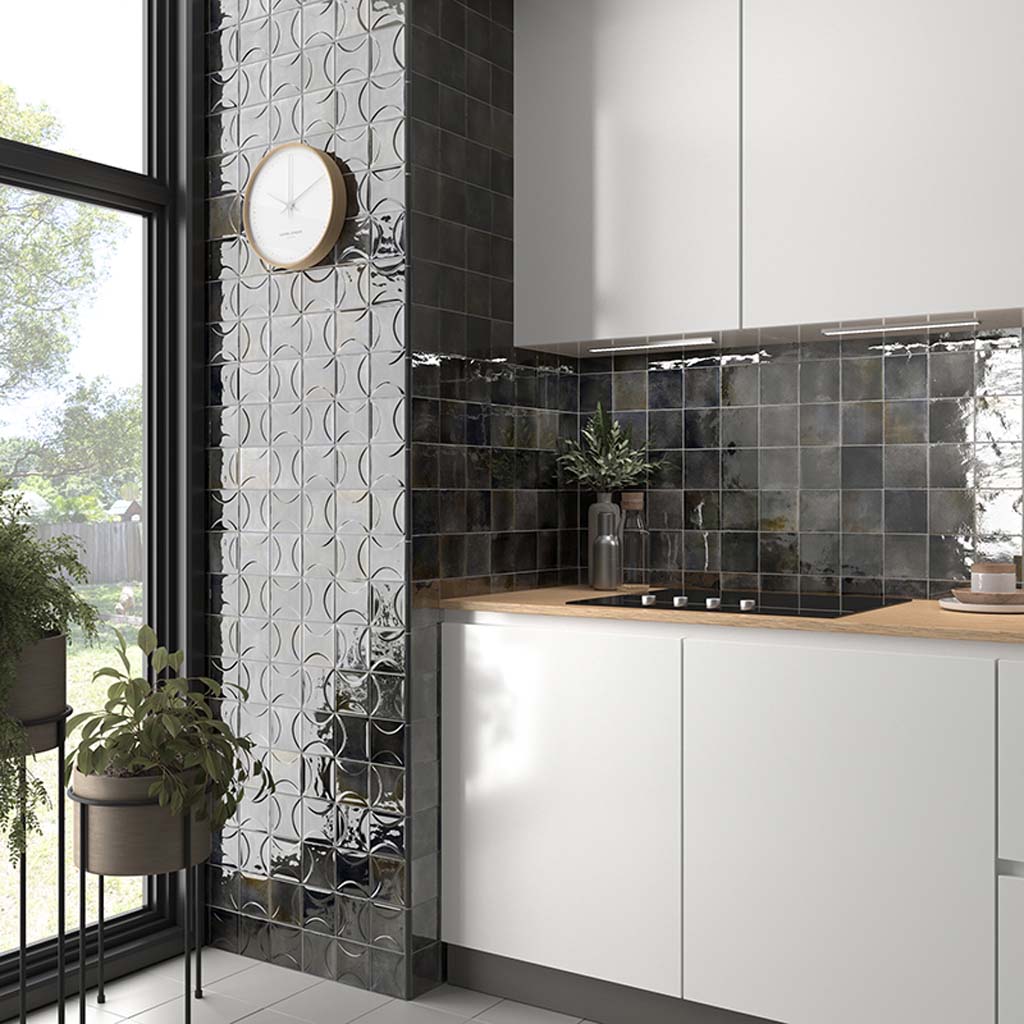 Black 4x4 Glossy Square Ceramic Tile (60 pack, 6.46 sq ft/case)