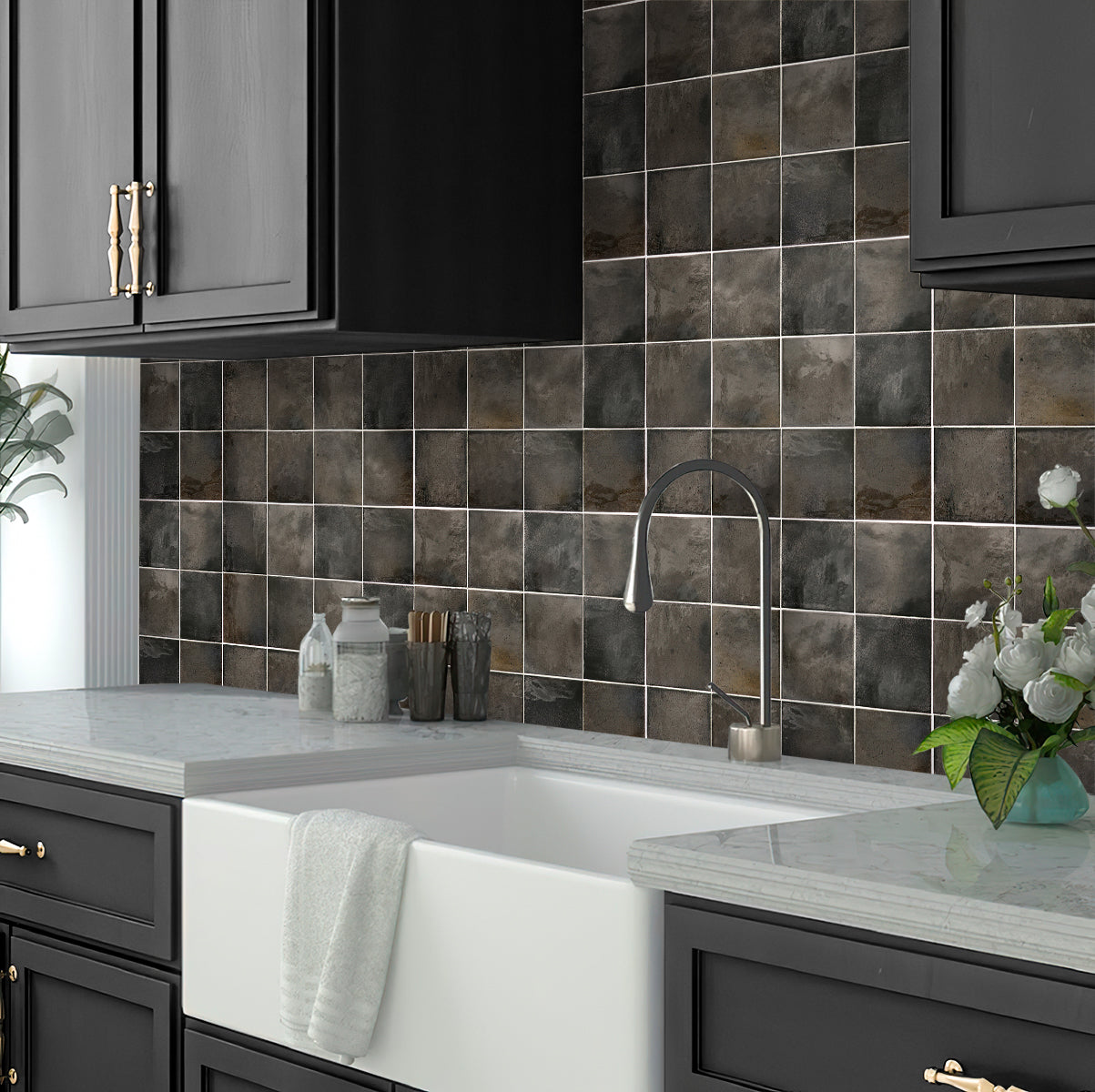 Black 4x4 Glossy Square Ceramic Tile (60 pack, 6.46 sq ft/case)